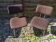Pair of Vintage 1970s Chrome Metal Chairs with Brown Fabric #D
