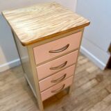 Beige and pale pink revamped 4-drawer bedside table