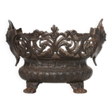 Cast Iron planter decorated with masks and lion paws, France 1850s