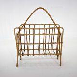 1970s Bamboo Magazine Holder, Czechoslovakia