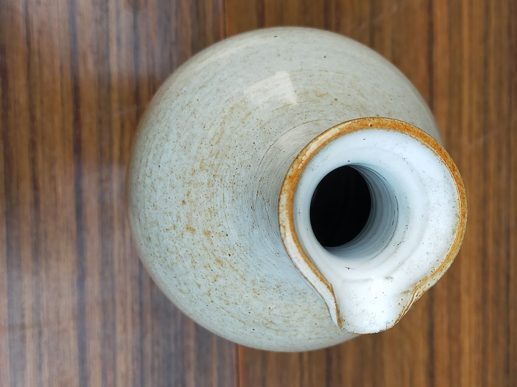 Light stoneware potter's bottle with vintage spout