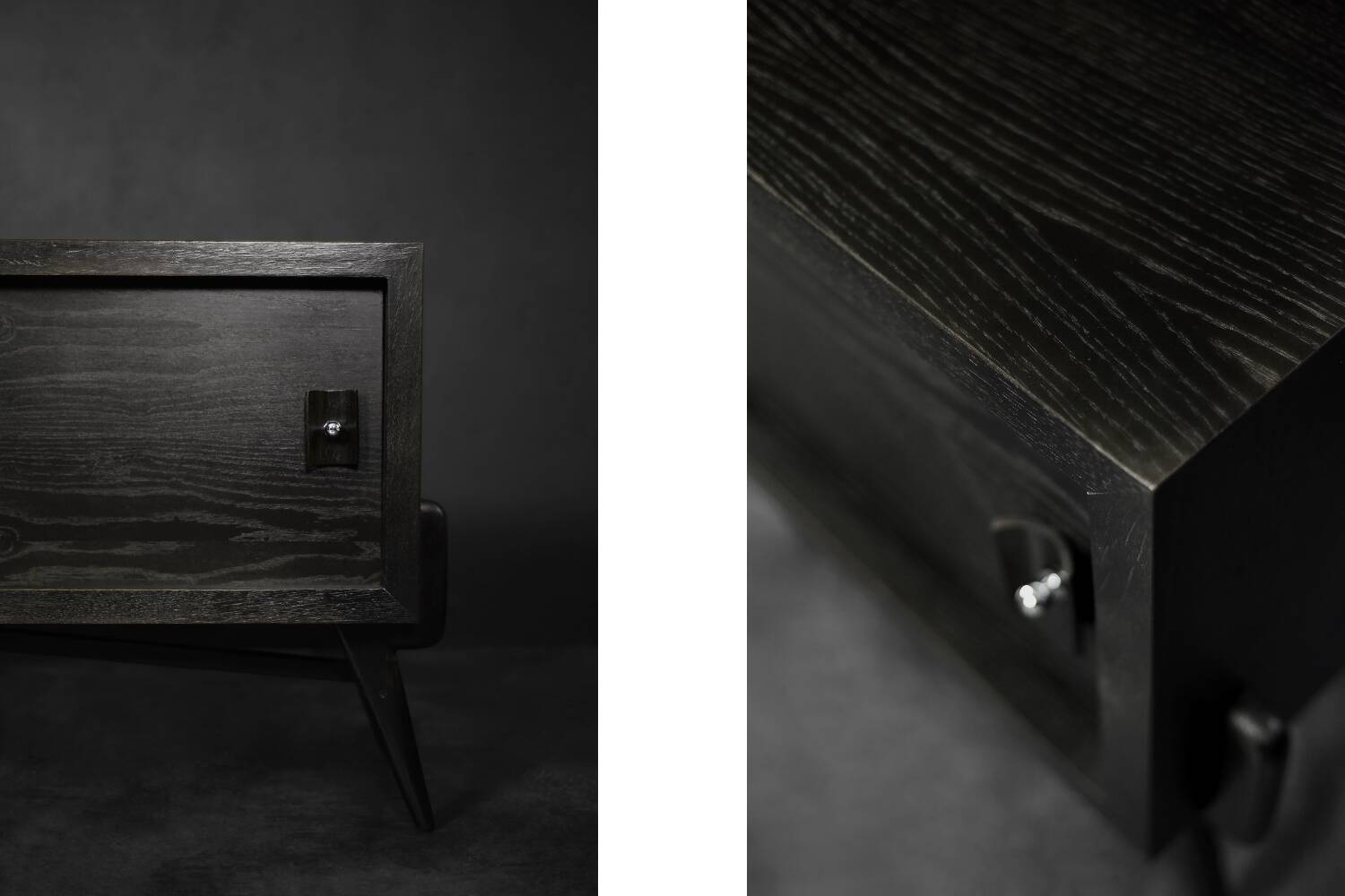 Mid-Century Scandinavian Modern Dark Oak Sideboard with Wood and Metal