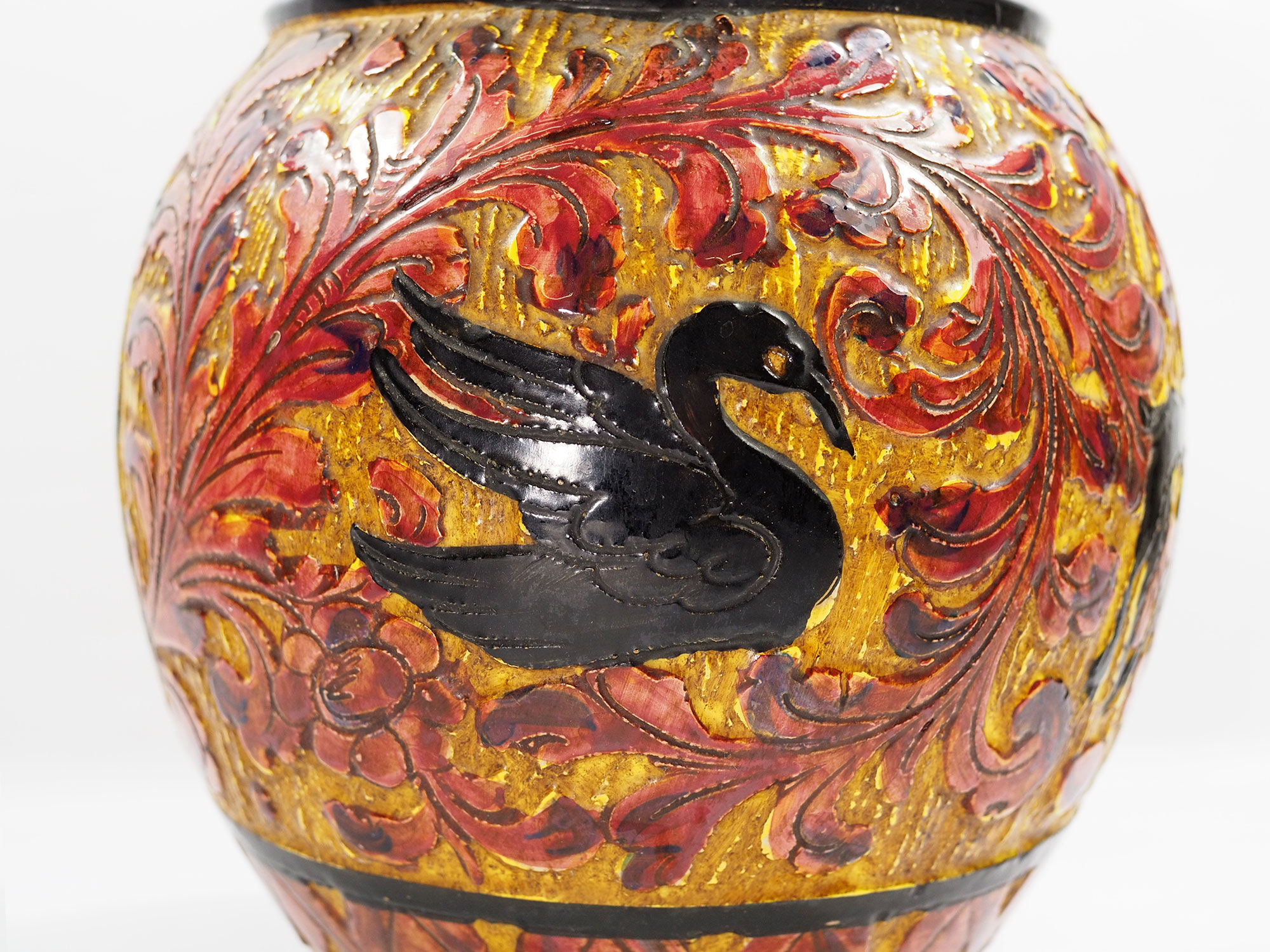 Mid-Century Carved and Glazed Italian Pottery Vase