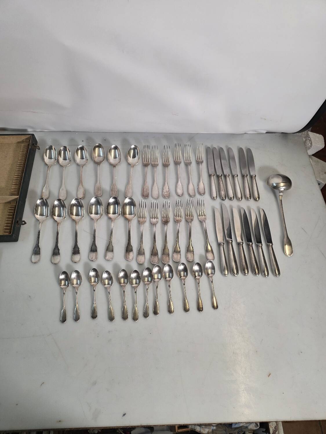 Christofle silver-plated cutlery set, 49 pieces with case.