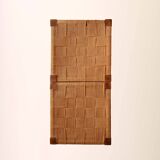 Pair of Scandinavian vinatge pine stools with woven seats