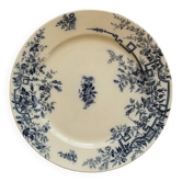 Antique flat plate made of ironstone - Badonviller Roses model