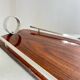 Plateau de service Art déco en bois et chrome – Design géométrique, vintage années 1930