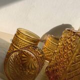 Vintage Italian liqueur service in amber glass – "Pointe de" work