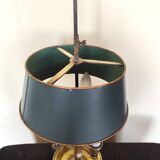 Three-light bouillotte lamp in gold metal, desk lamp.