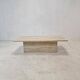 Rectangle Travertine Coffee or Side Table with Brass, Italy 1980s