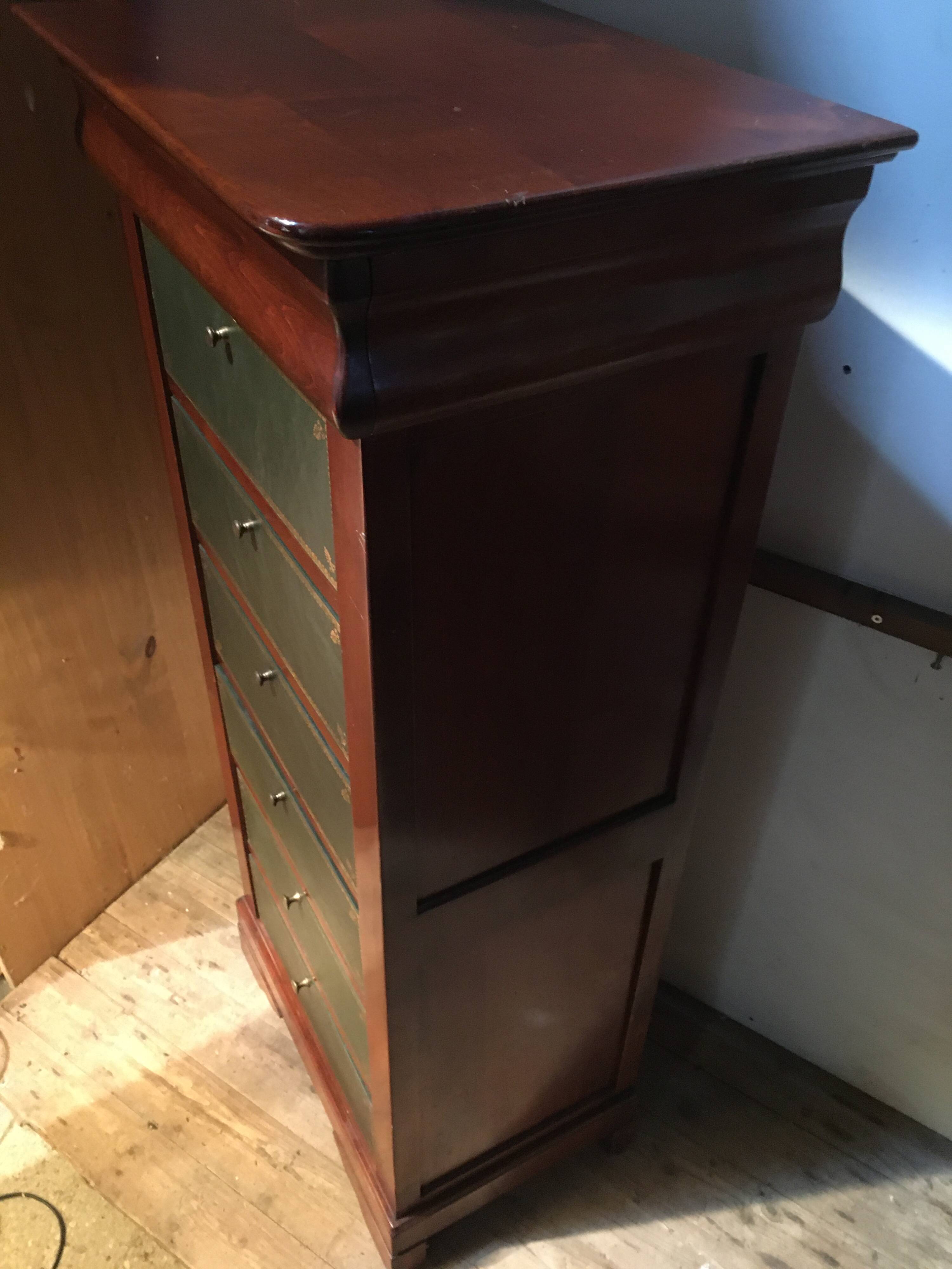 Notary's cardboard box in mahogany-colored cherry wood "Félix Monge"