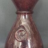 Carafe bottle in purple bubble blown glass Biot 20th century