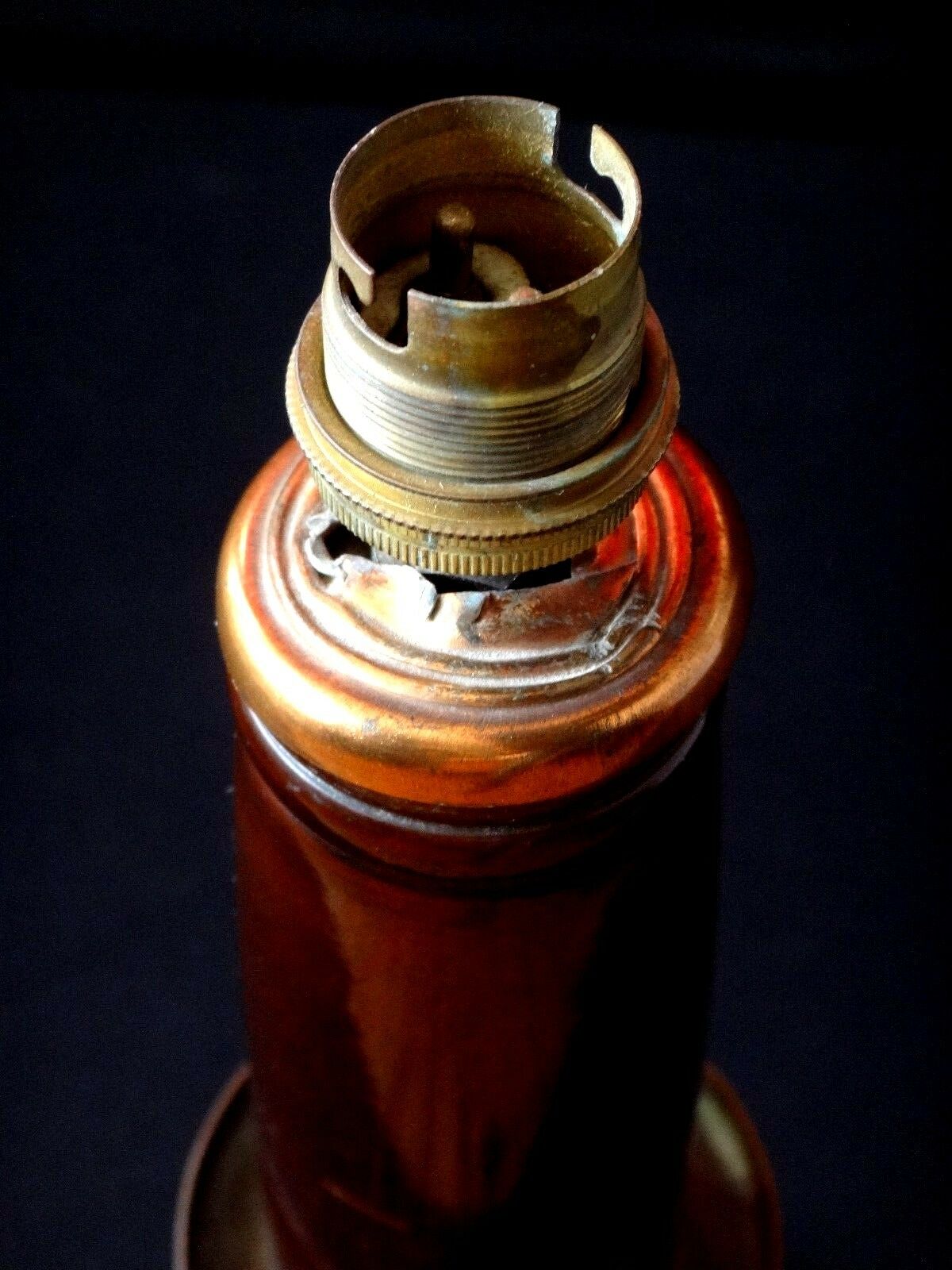 Art deco lamp foot wood copper stylized flowers 1925 design 52cm