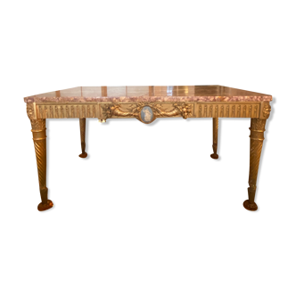 Table vénitienne bois doré et marbre
