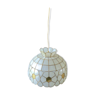 Lustre, mother-of-pearl and brass suspension from the 1970s