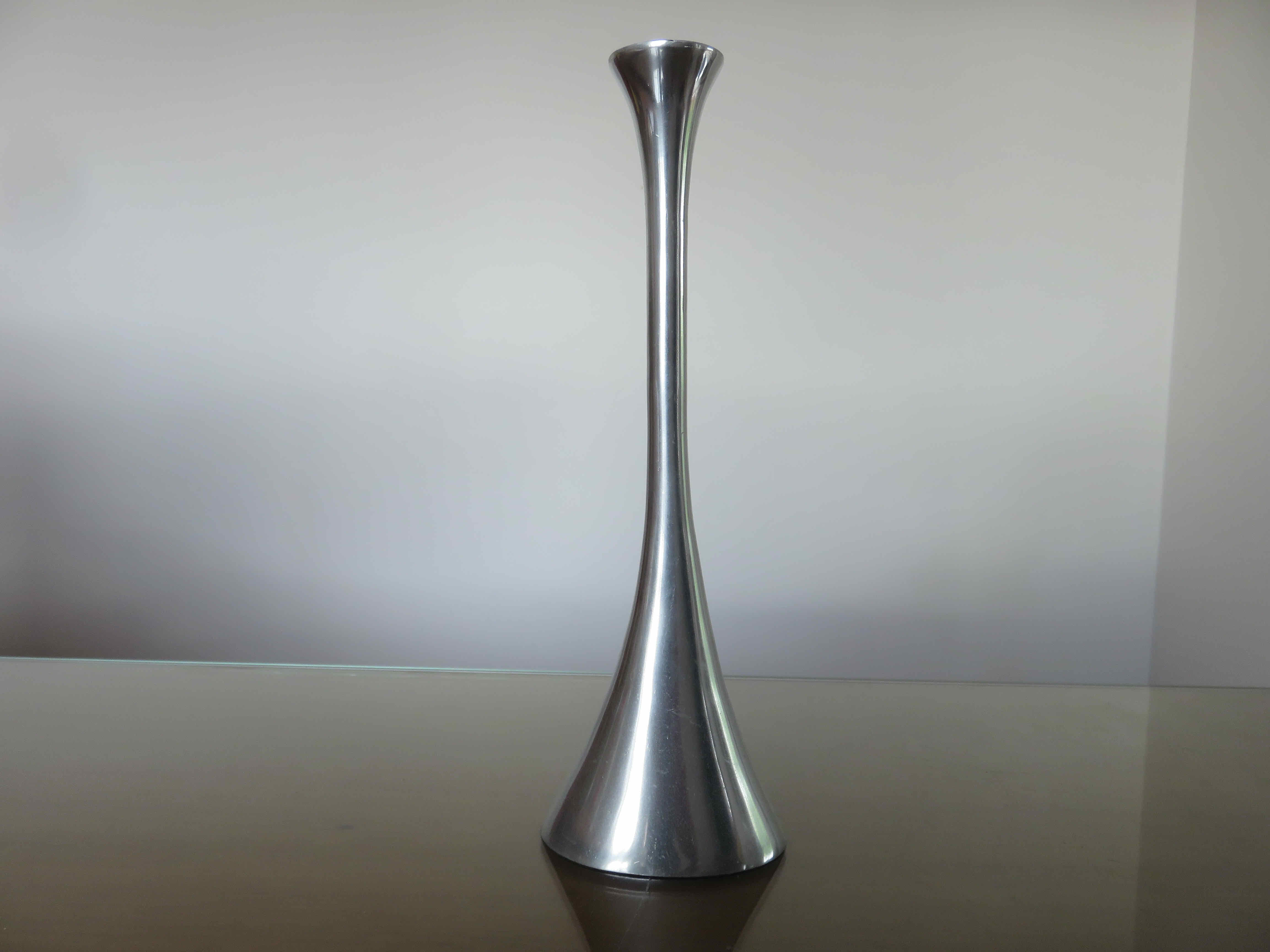 Scandinavian modernist aluminum candle holder in the 70s