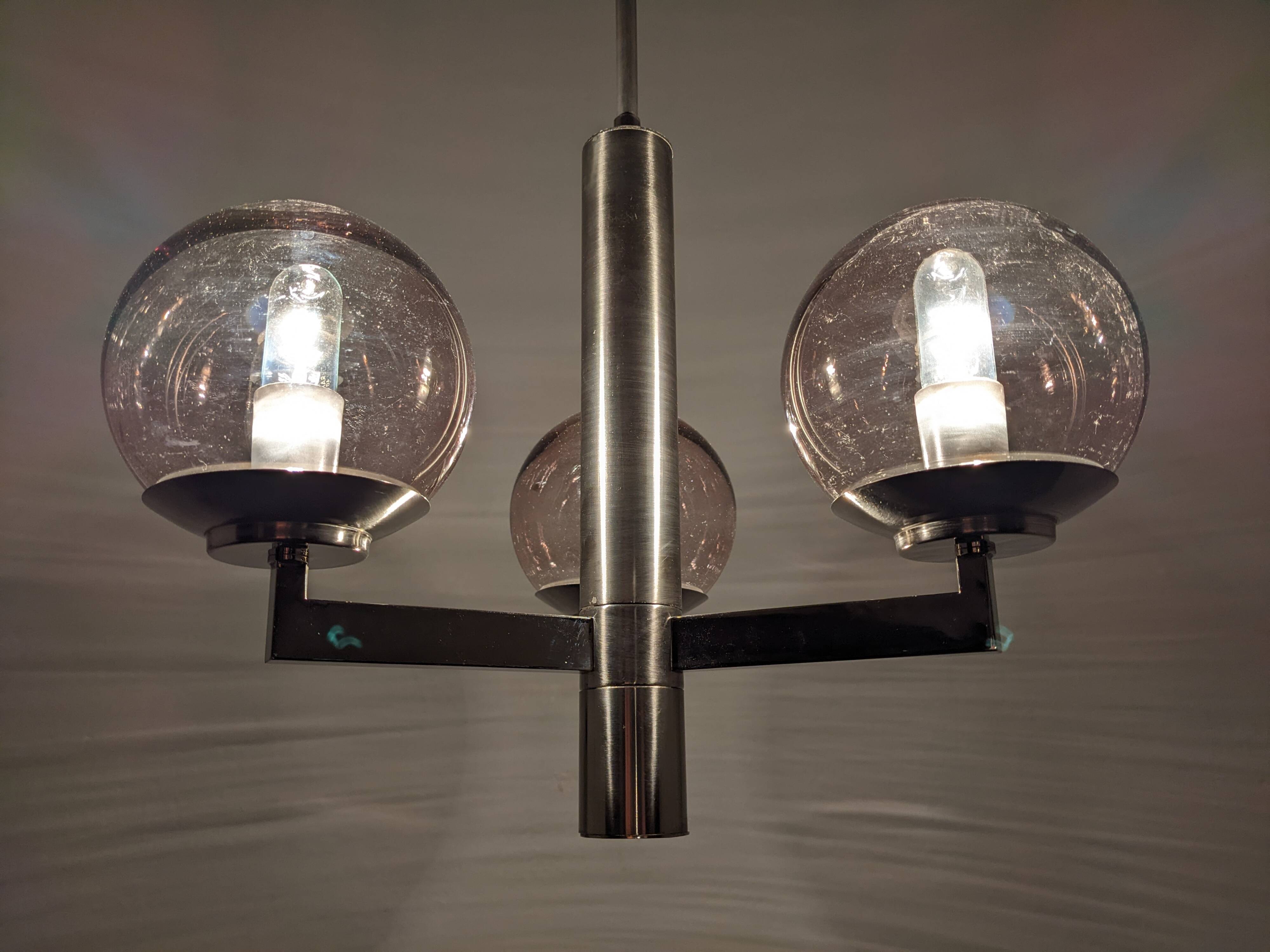 3-light space age chandelier from the 60s-70s