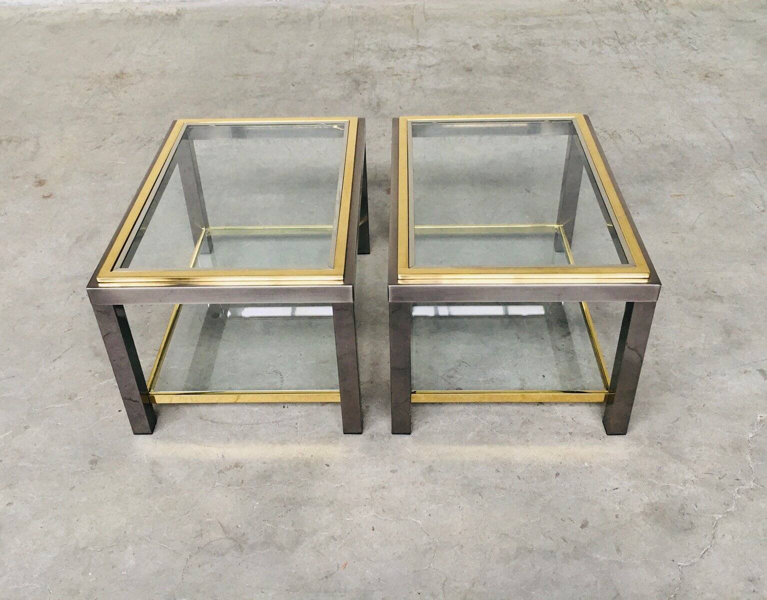 Hollywood Regency Two-Tier Sofa End Tables, 1970s, Set of 2