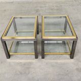 Hollywood Regency Two-Tier Sofa End Tables, 1970s, Set of 2