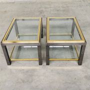 Hollywood Regency Two-Tier Sofa End Tables, 1970s, Set of 2