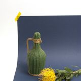 Bottle green scoubidou and rattan natural 60 years