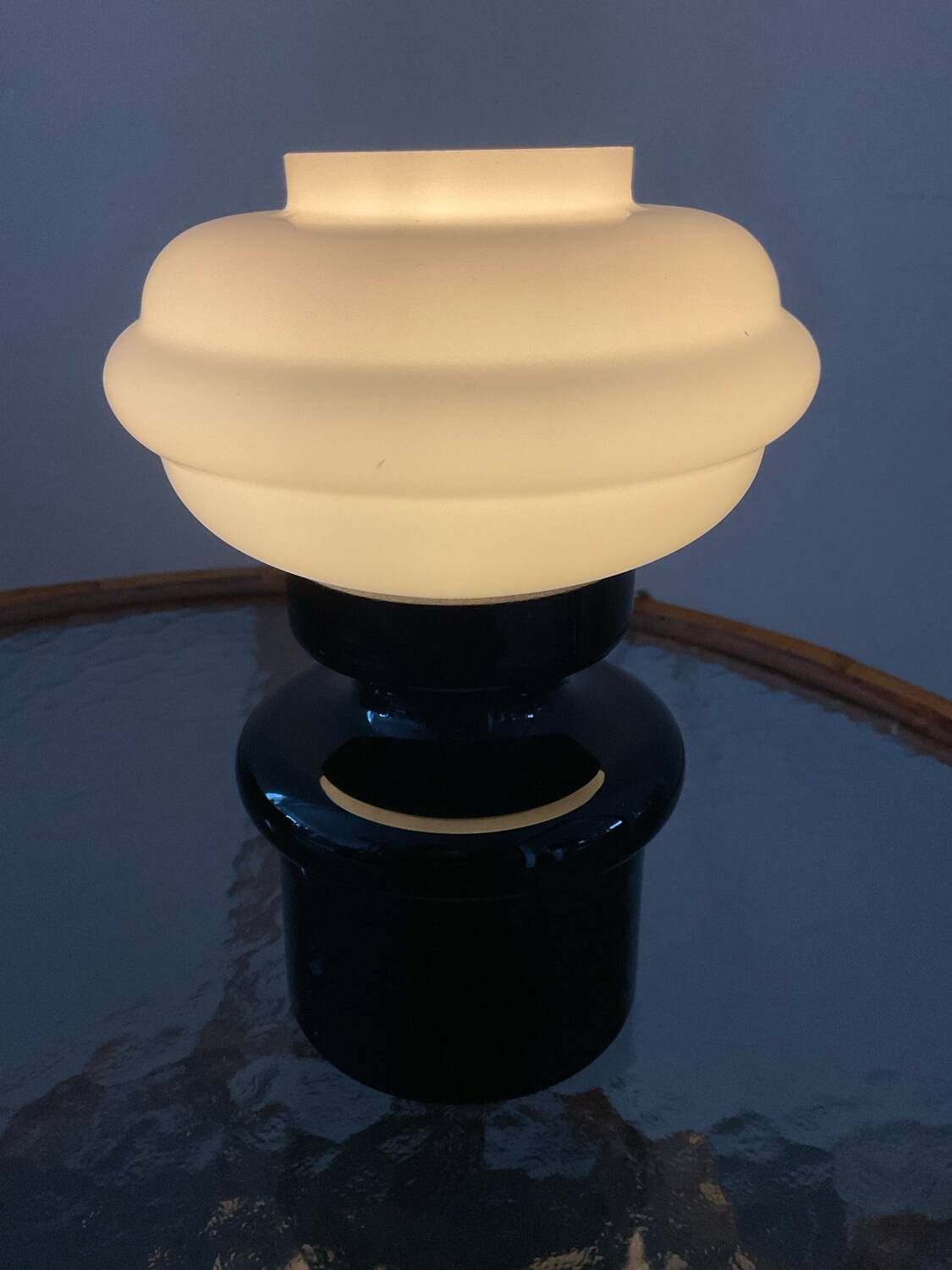 Space Age lamp in opaline glass and ceramic, 1970s