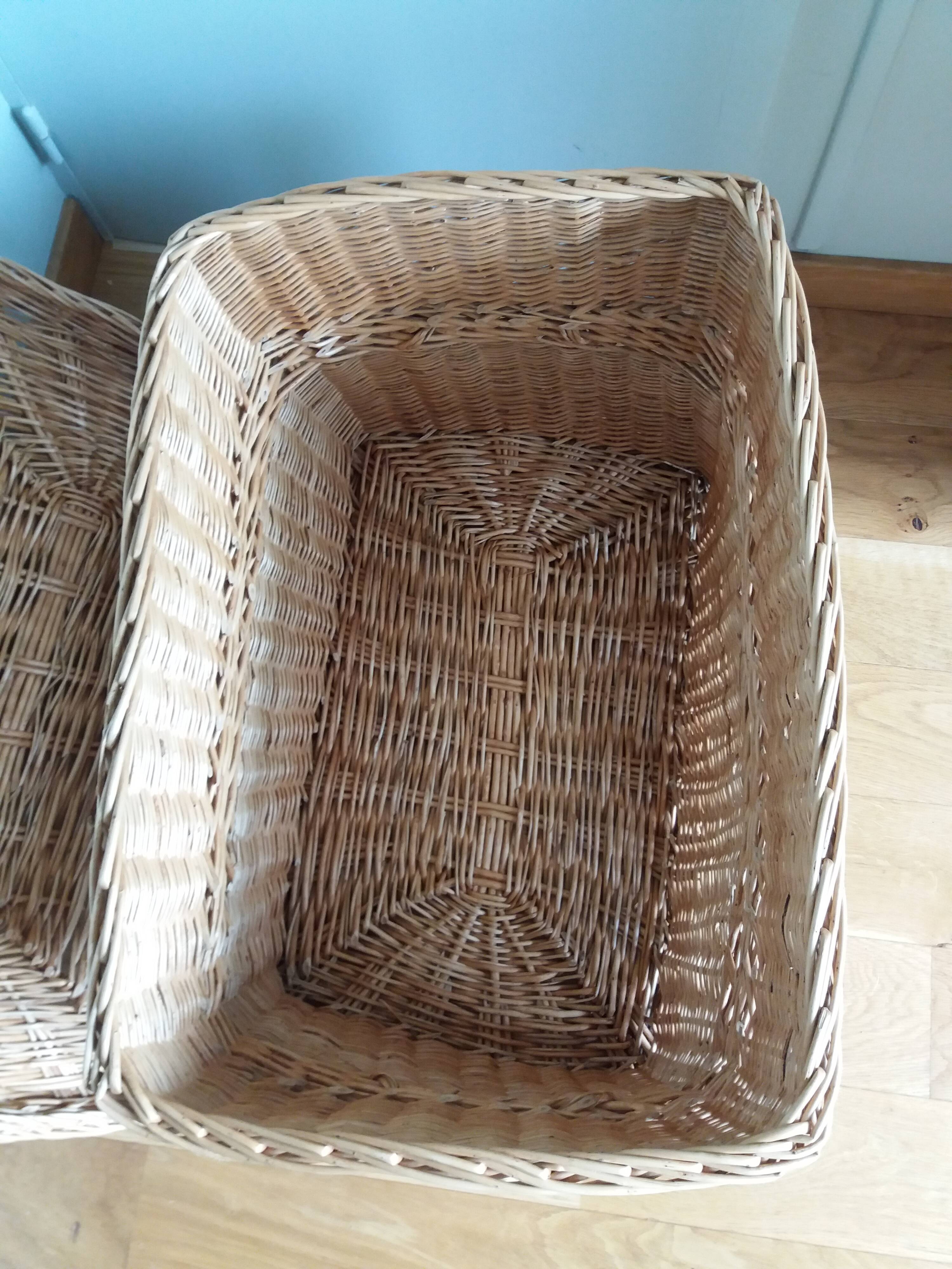 Panier en osier rotin grand coffre à jouets