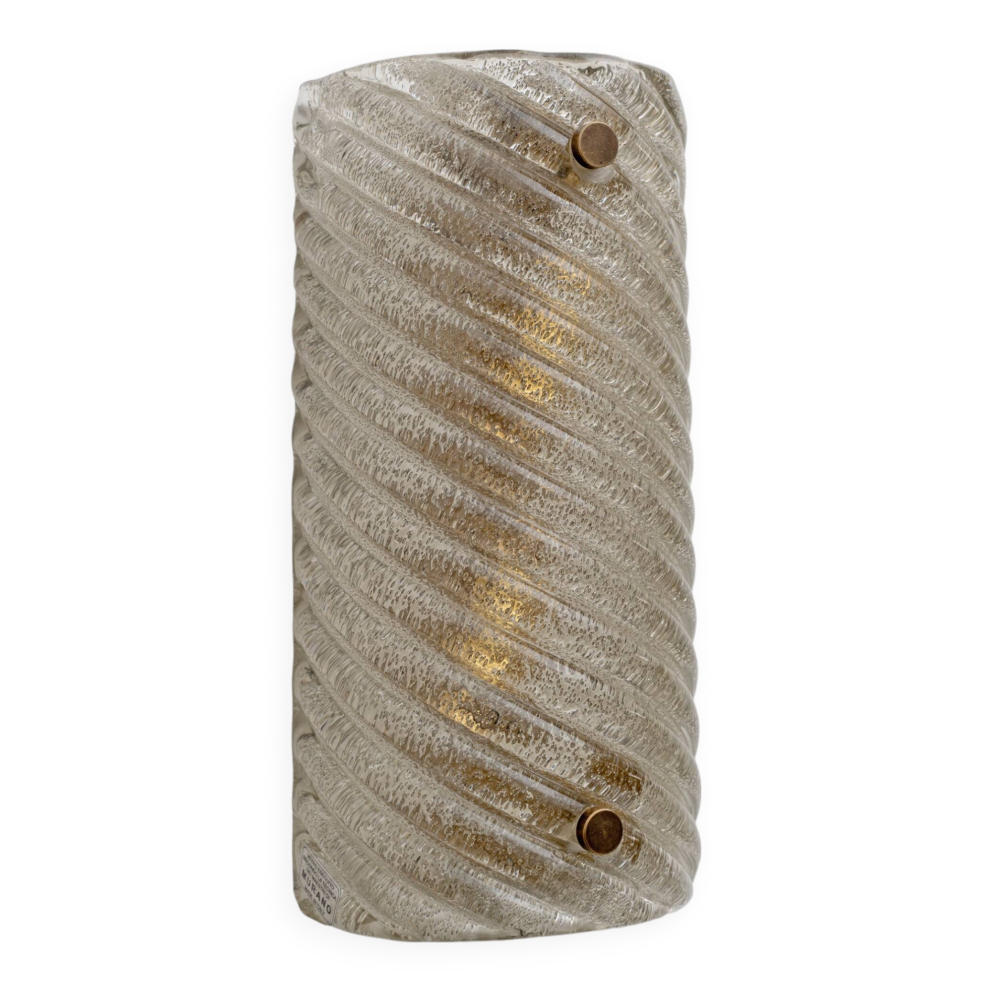 Pair of Barovier & Toso Style Modern Murano Glass Smoked Twisted Sconces