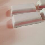 Set of 6 vintage knife holders in white and pink ceramic