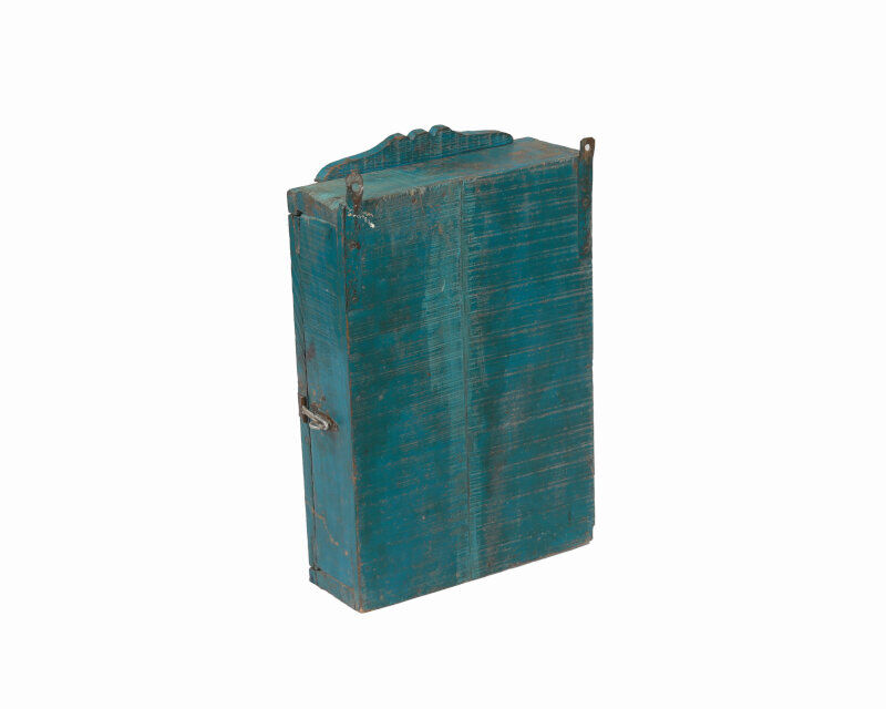 Vintage blue mural showcase old teck patina and piece of origin india
