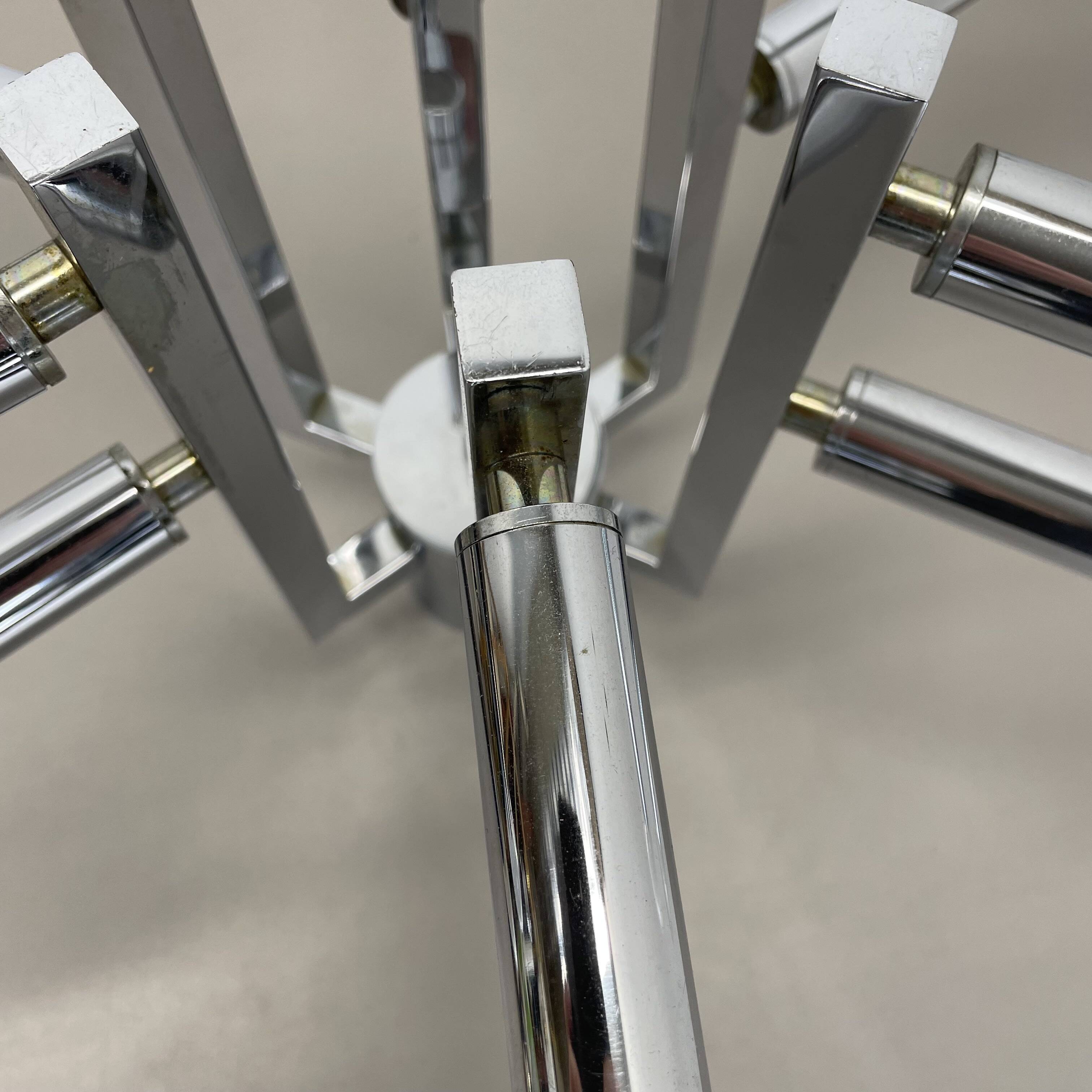 Modernist Huge chromed SPUTNIK Sciolari Style Ceiling Light, Italy, 1970s