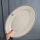 Antique oval dish Mehun France – White porcelain with green trim