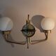 Brass and opaline two-light wall lamp, 1960