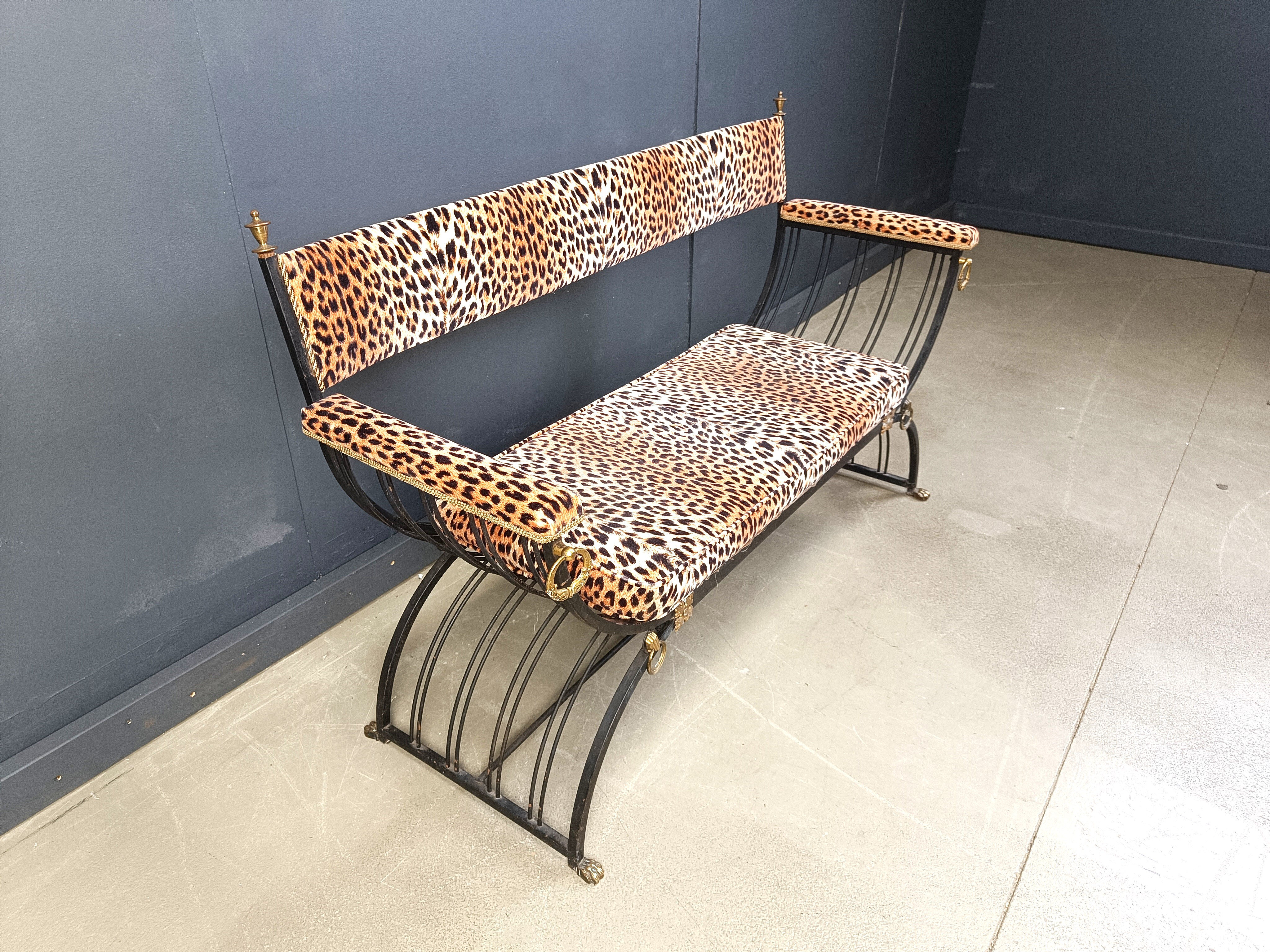 Banc curule de style Maison Jansen, années 1960