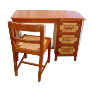 Bureau et sa chaise en acajou et