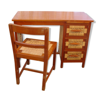 Desk and Chair in mahogany and mulching manufacturing Mexico in 1959