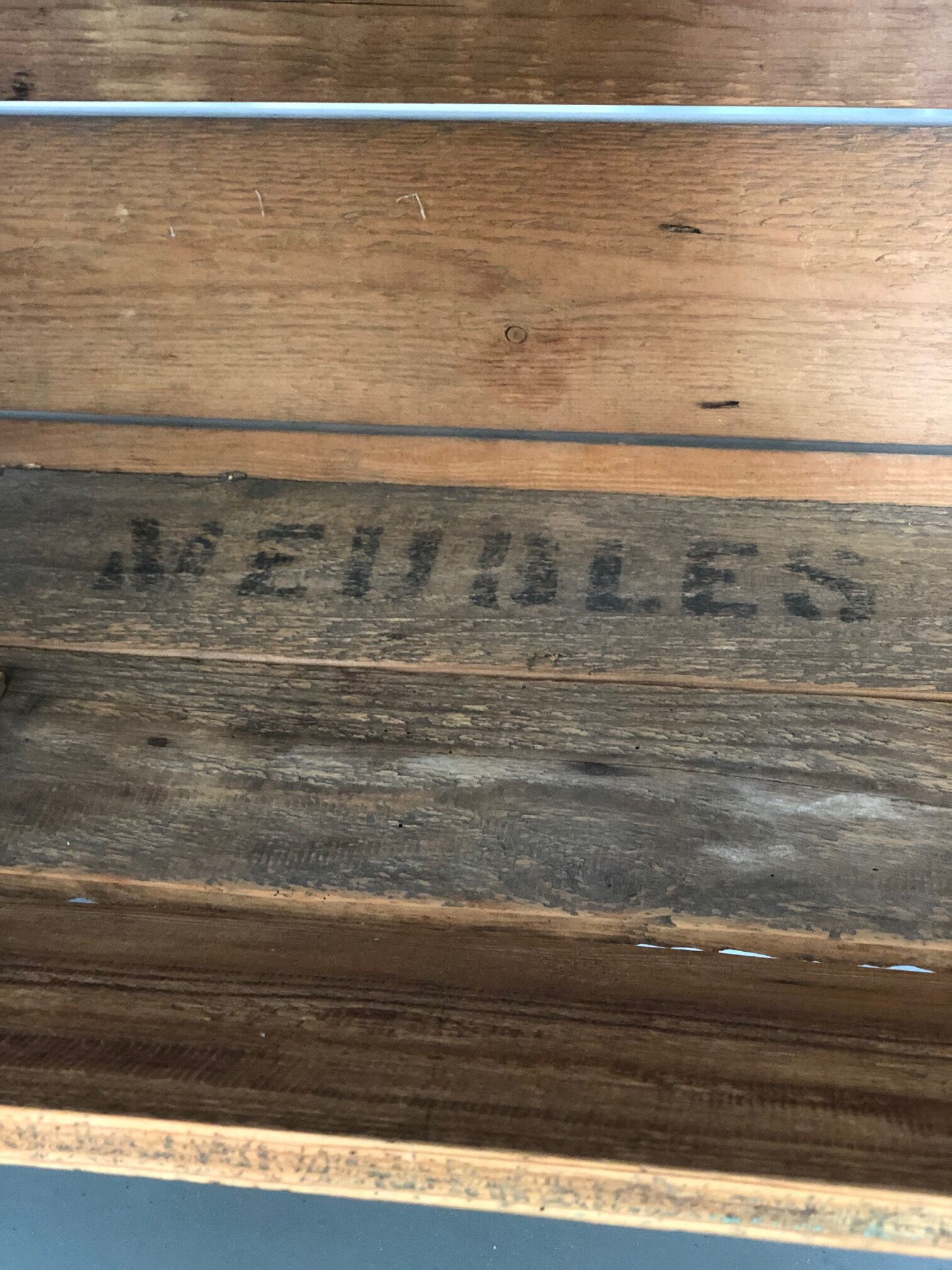 Furniture by trade / console in patinated green wood