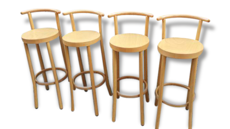Tabourets Bar Baumann avec dossier ou chaises hautes , bois clair | Selency