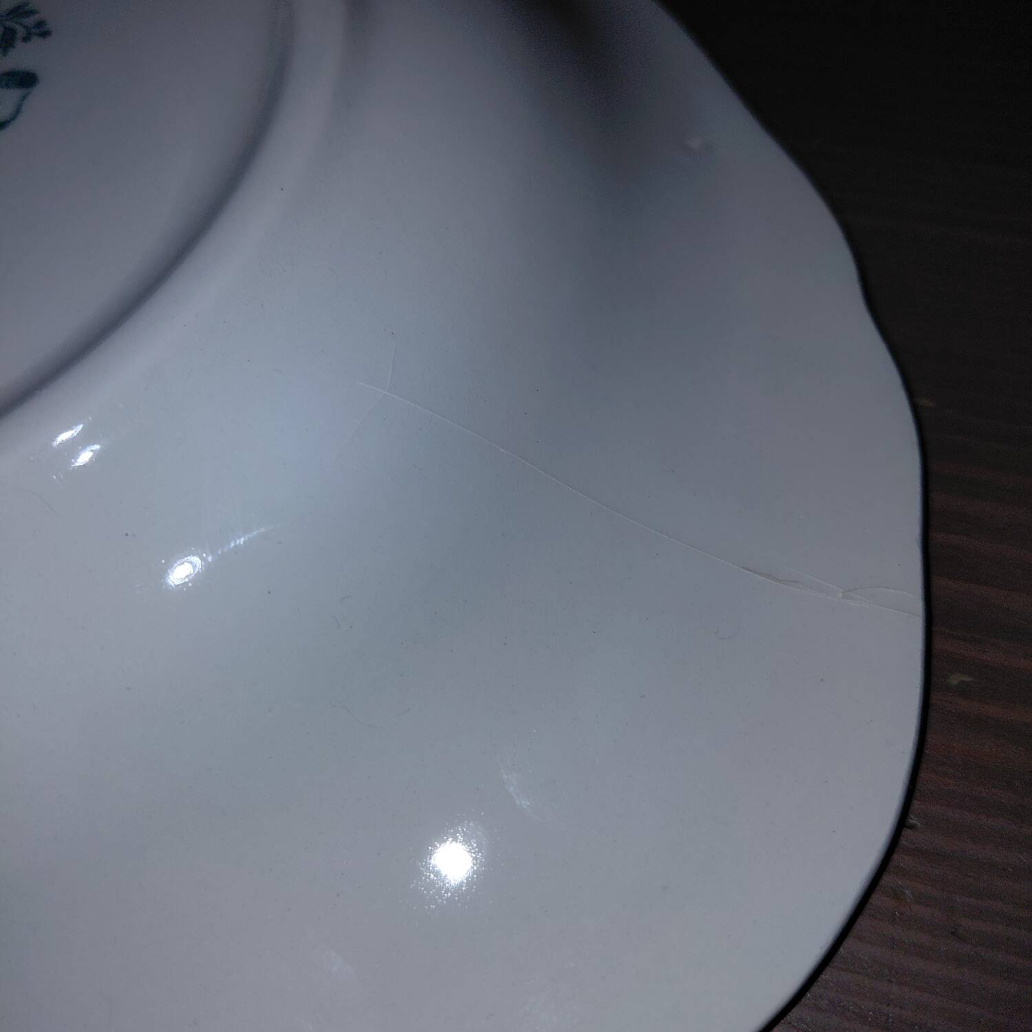 Porcelaine Lunéville - 2 petits plats paysage bleu