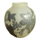 Vase en pâte de verre et étain ancien