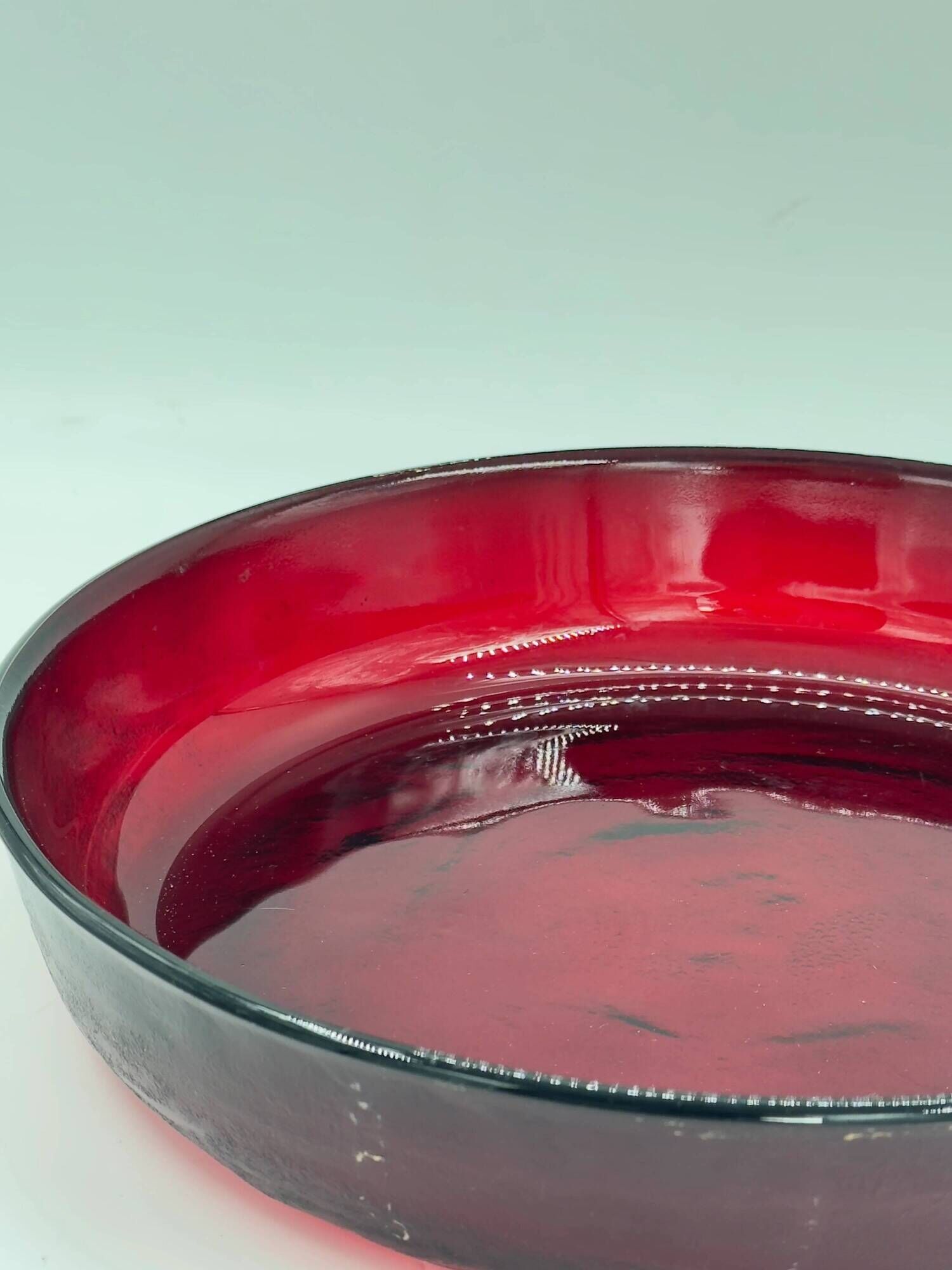 Vintage ruby red pressed glass bowl