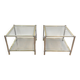 Pair of chrome, gold and silver side tables