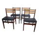 Set of 4 Scandinavian chairs in teak and black leatherette – Denmark 1960