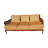 English-style cannage and wood Chippendale sofa
