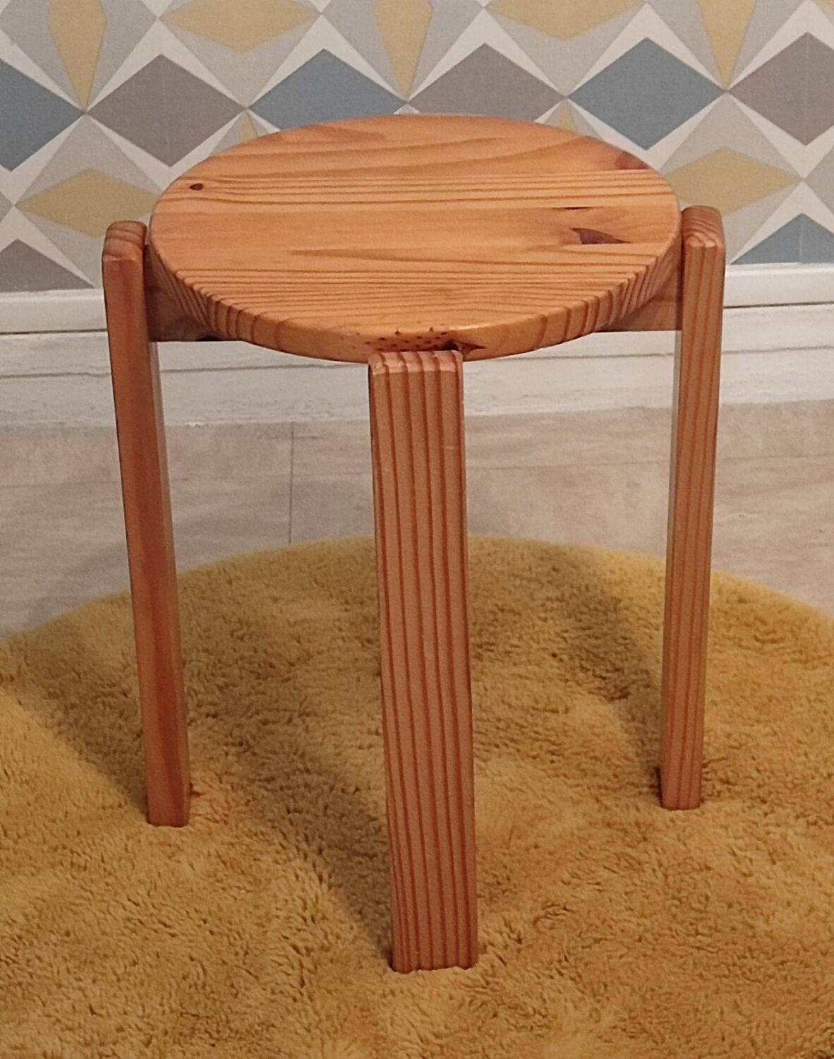 Scandinavian stool in pine