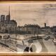 Lithograph by Bernard Buffet: the city and our lady of Paris