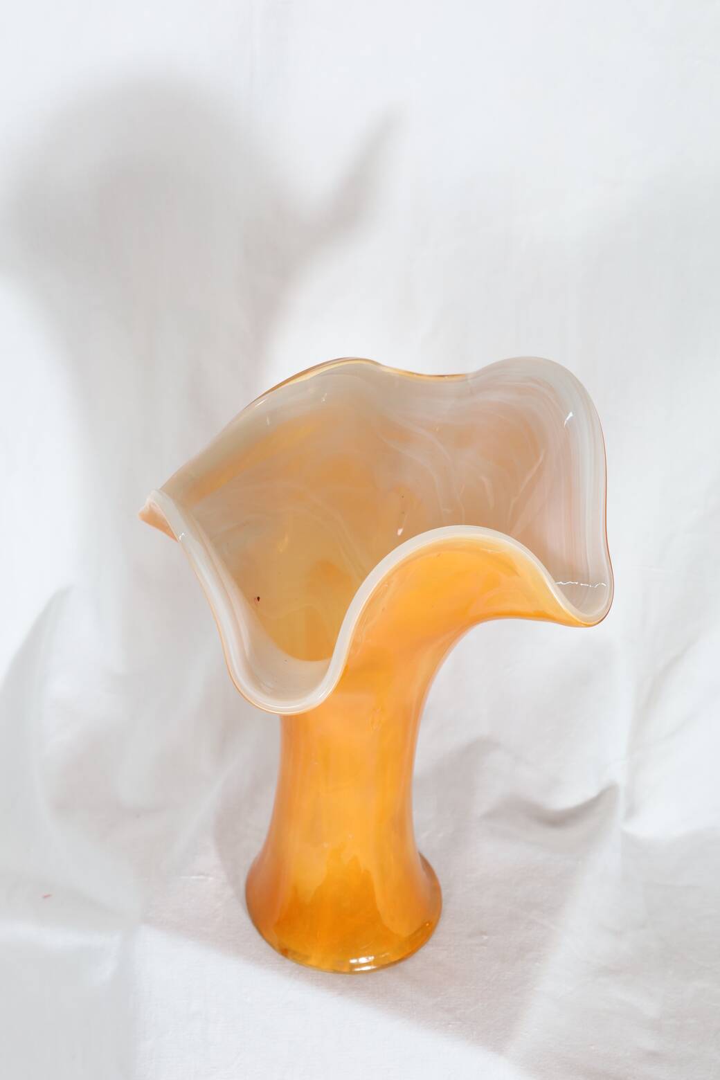 LARGE ARTISANAL ORANGE GLASS VASE