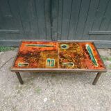 Set of 2 tables enamelled lava