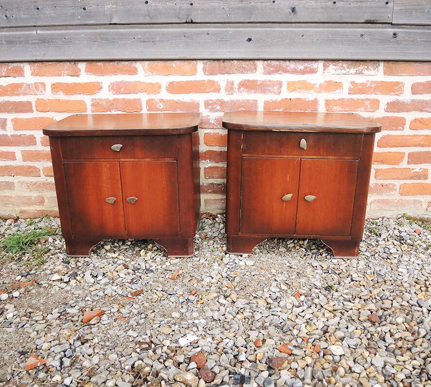 2 Antique Wooden Bedside Tables