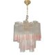 Pair of Murano Style Glass Vanished Pink Tronchi Venini Style Chandeliers